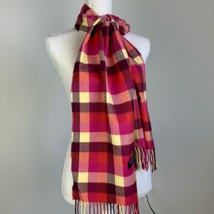 Scottish Cashmere Plaid Knit Fringe Hem Scarf